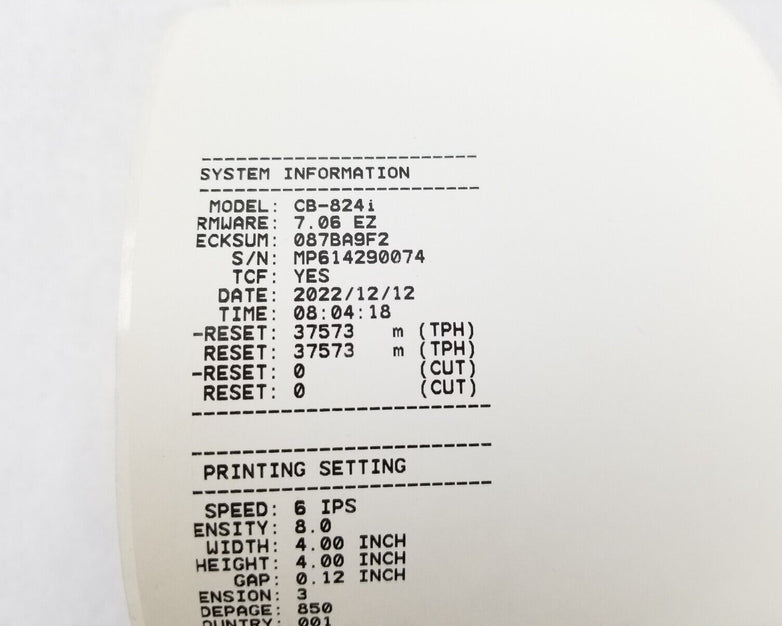 CUB CB-824i 203dpi Thermal Transfer Printer Parts or Repair Paper Jams