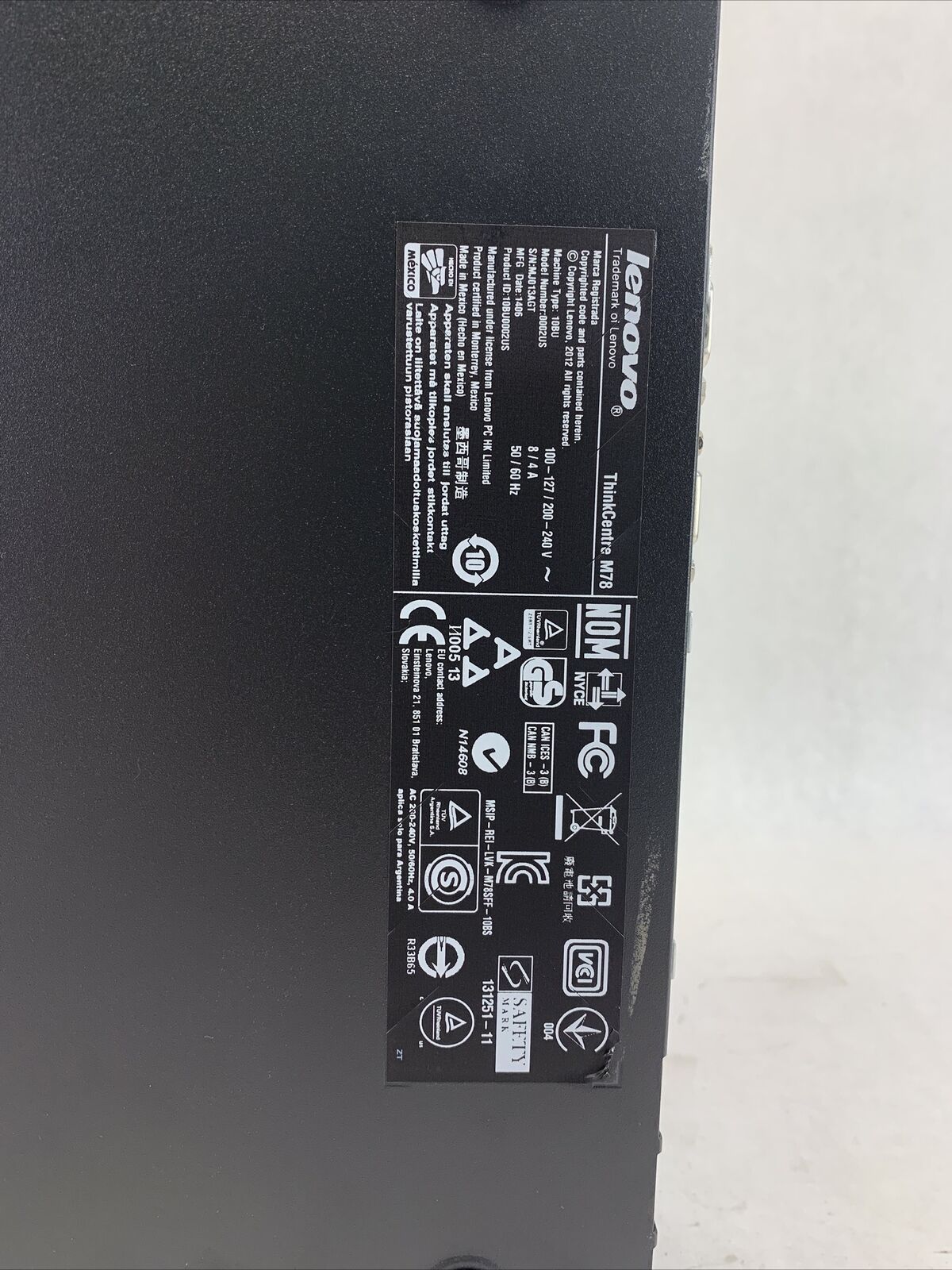 Lenovo ThinkCentre M78 DT AMD A4-6300B 3.7GHz 4GB RAM No HDD No OS