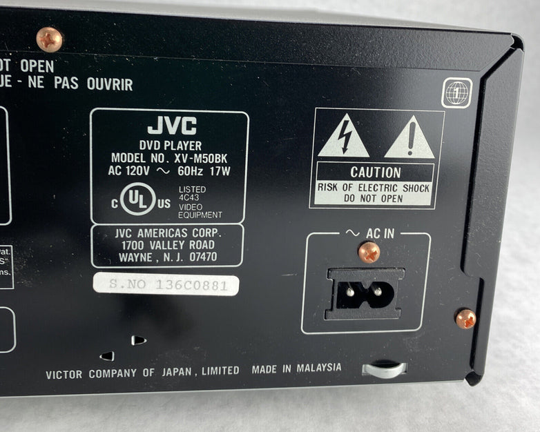 JVC XV-M50BK 3-Disc DVD Player DVD/CD/VCD Player w/Digital Out NO REMOTE