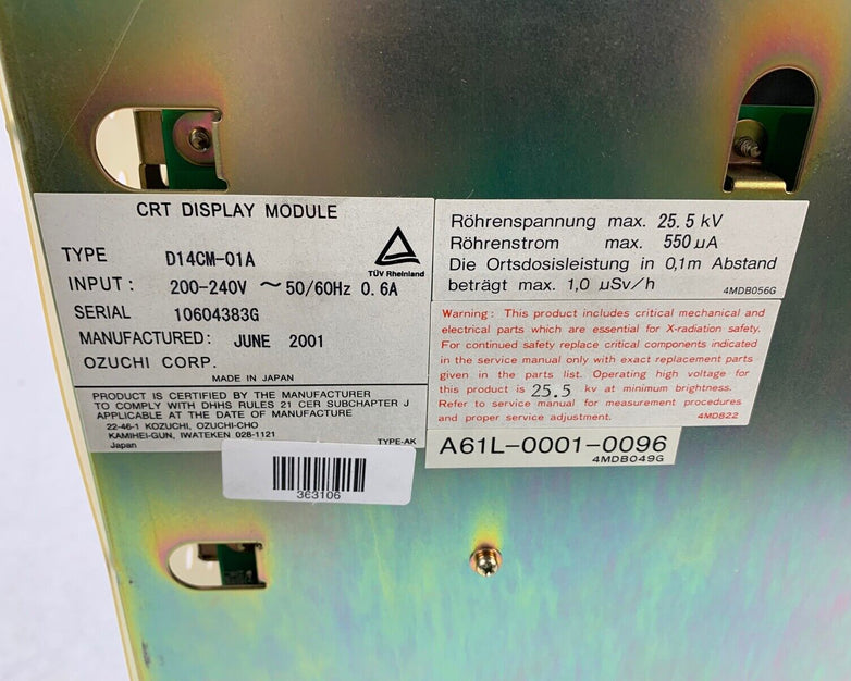 CRT 14" Display Module Model: D14CM-01A SN: 10604383G