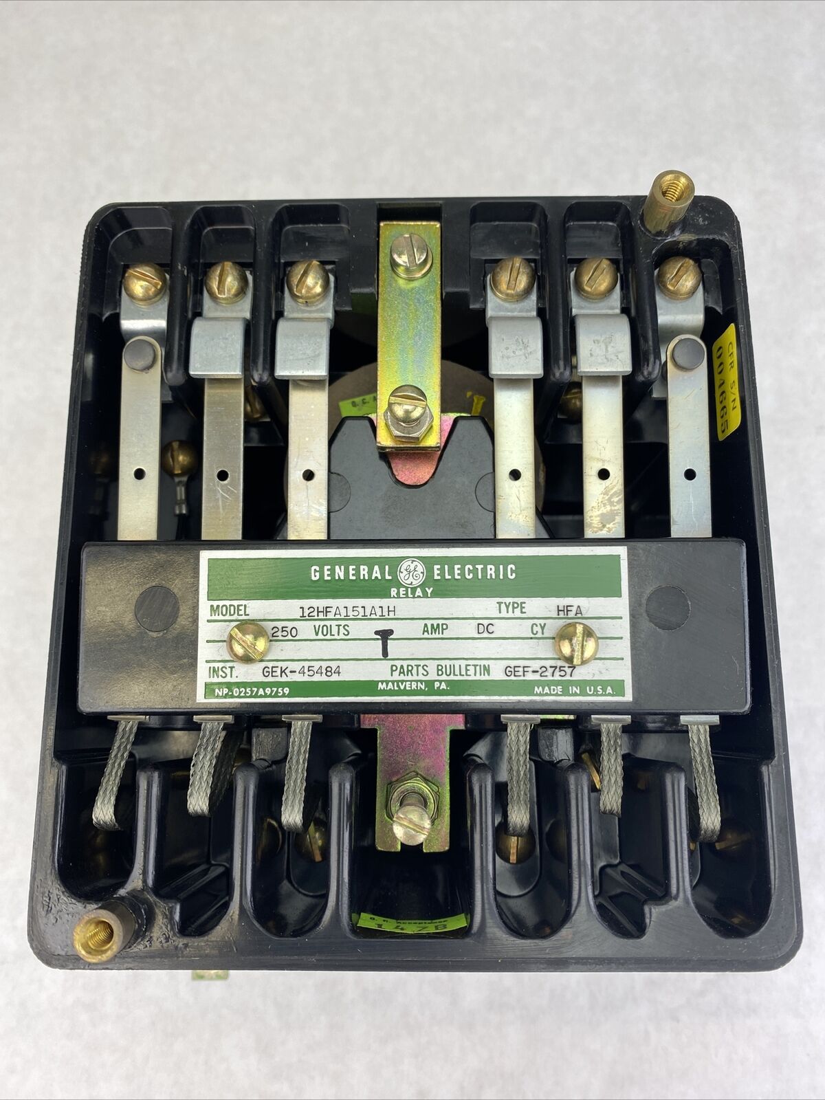 GE 12HFA151A1H Type HFA 250VDC 5.5x6x6" wall mount auxiliary relay