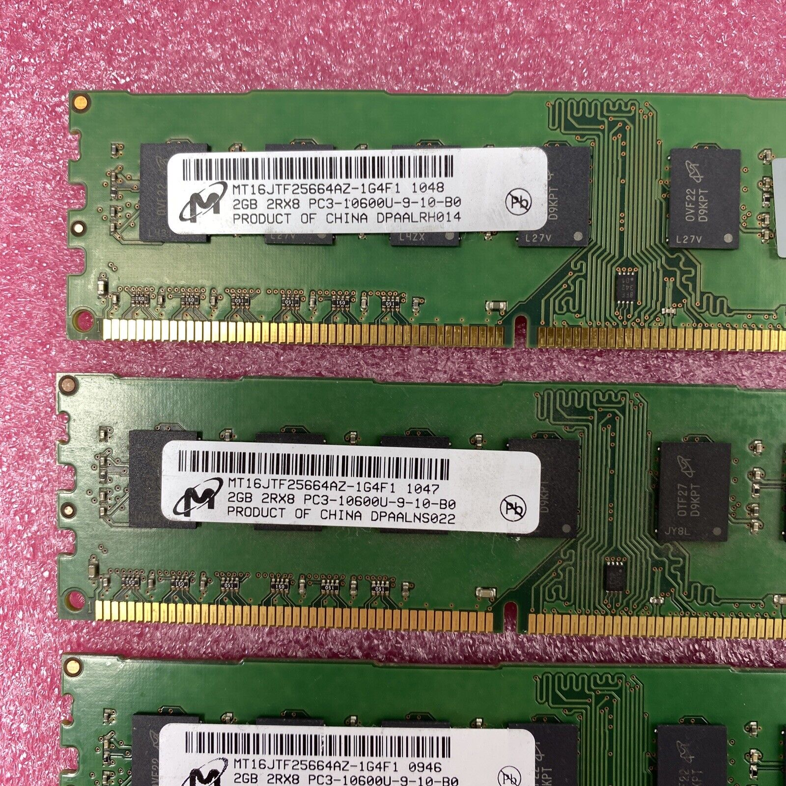 Lot of ( 4 ) 2GB Micron MT16JTF25664AZ-1G4F1 PC3-10600 DDR3 240-Pin DIMM Memory