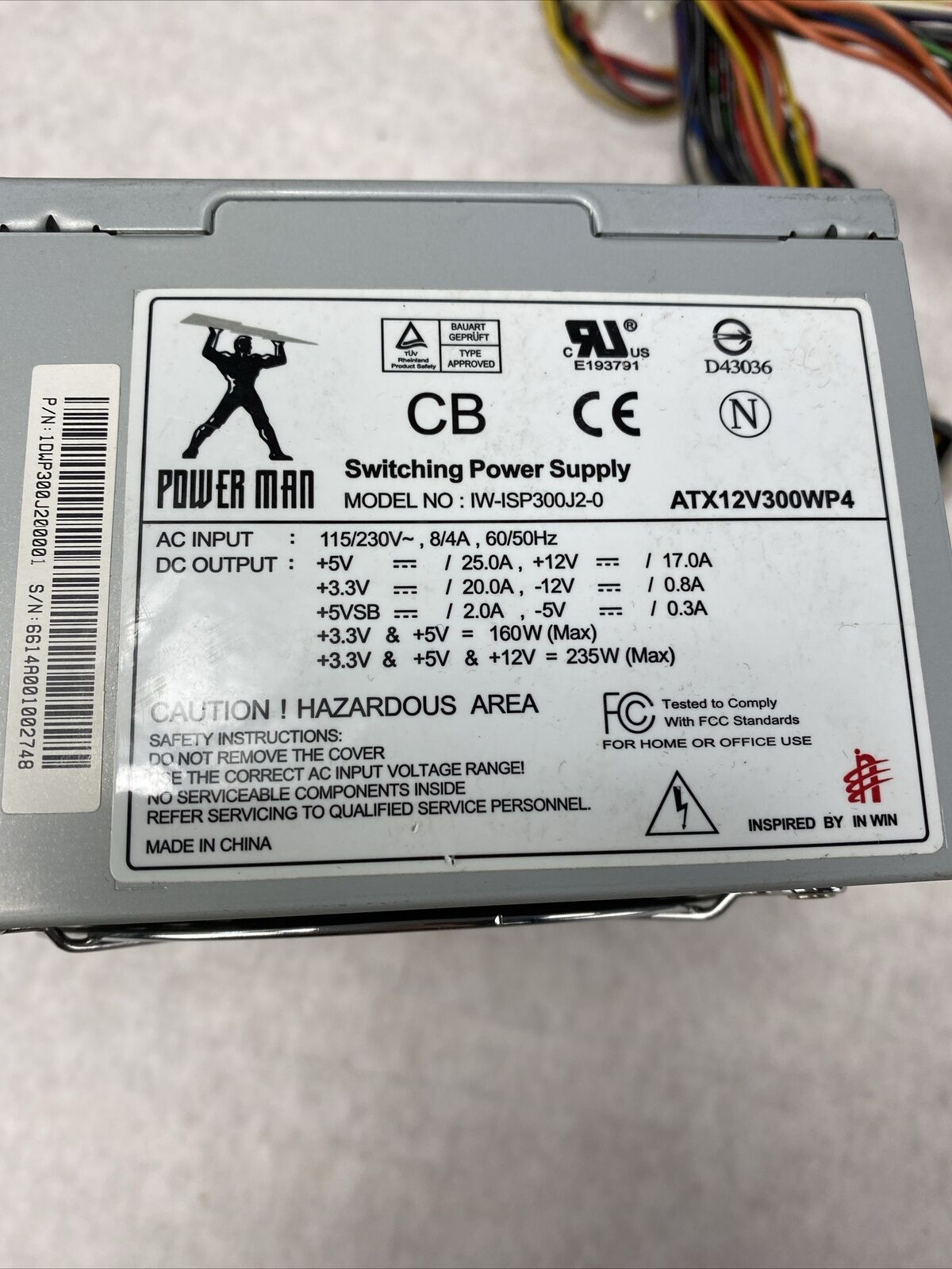 Power Man IW-ISP300J2-0 Desktop Computer Power Supply 1DWP300J200001