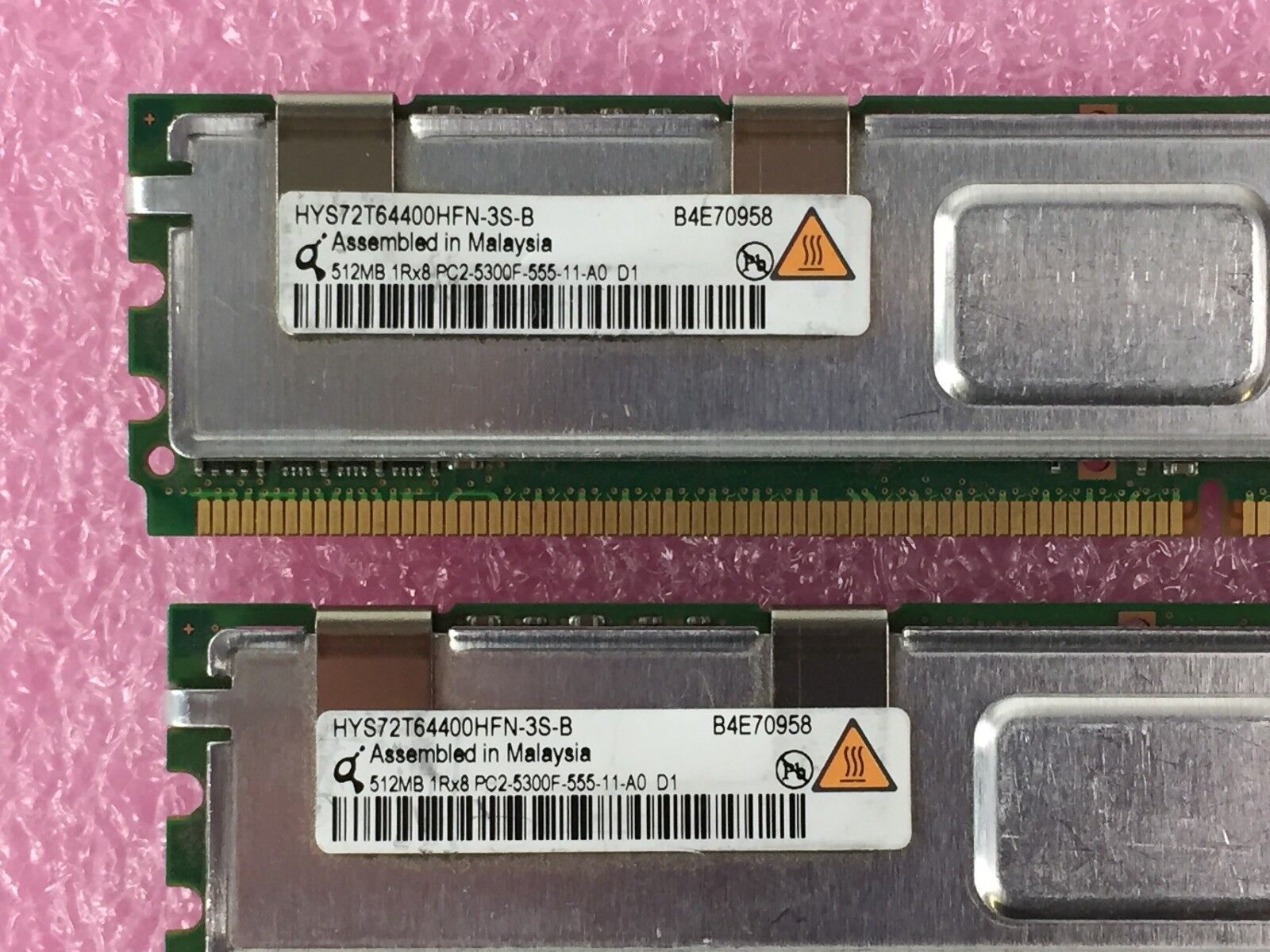 2GB Kit (4x 512MB) 1Rx8 PC2-5300F-555-11-A0 Qimonda HYS72T6440HFN-3S-B