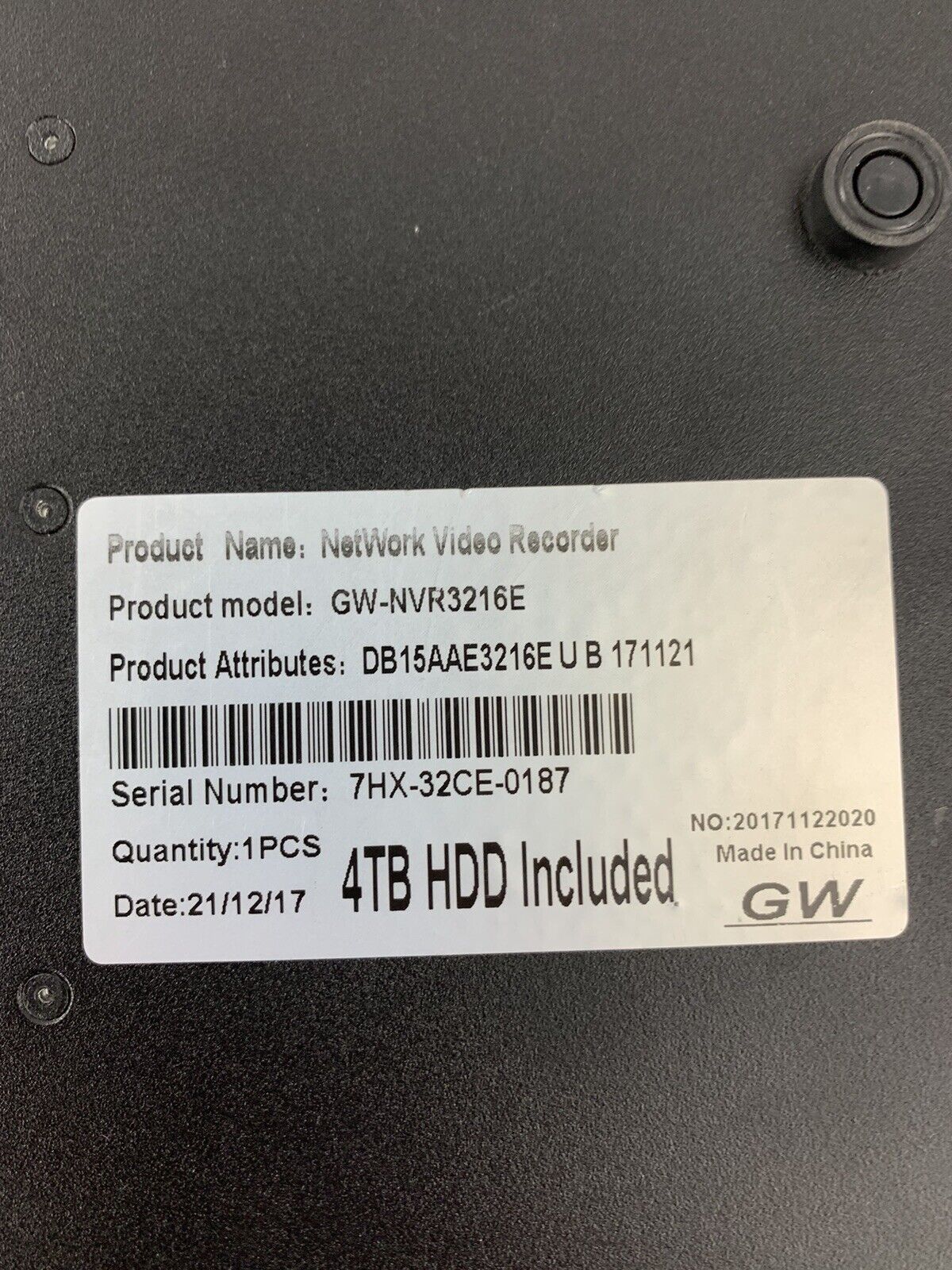GW Network Video Security Recorder GW-NVR3216E  8 Channel  No HDD
