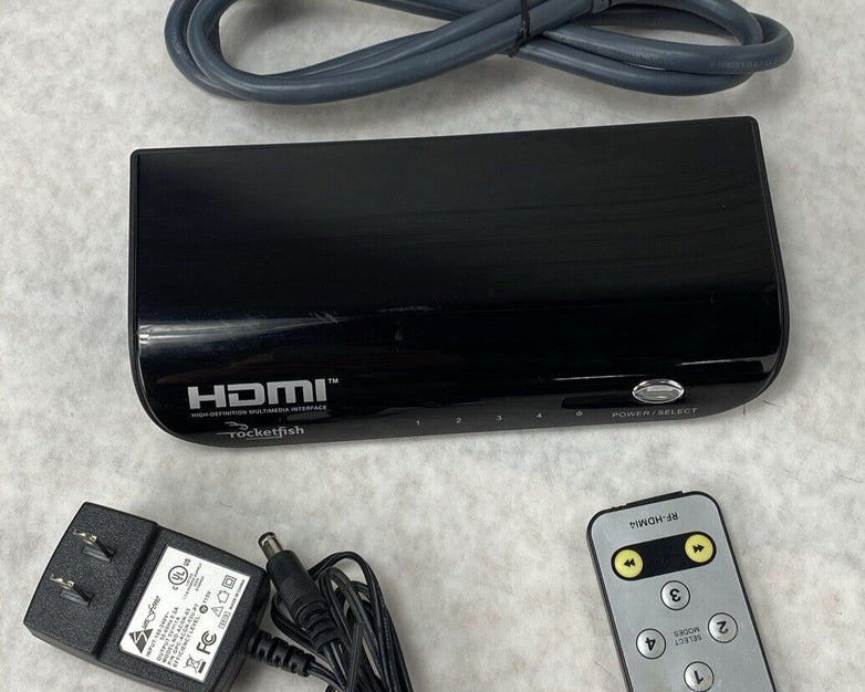 Rocketfish RF-HDMI4 HDMI Switch 4 Port 4k Ultra HD HDR 18 Gbps + Remote Control