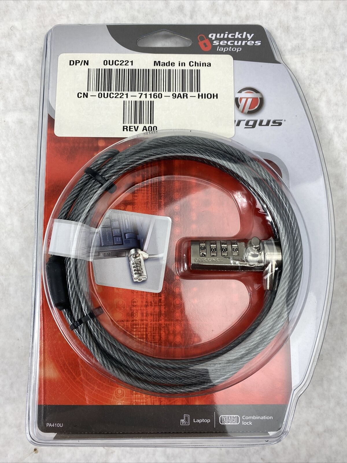 Targus PA410U Defcon CL Laptop Cable Combination Lock 6.5ft 0UC221 b