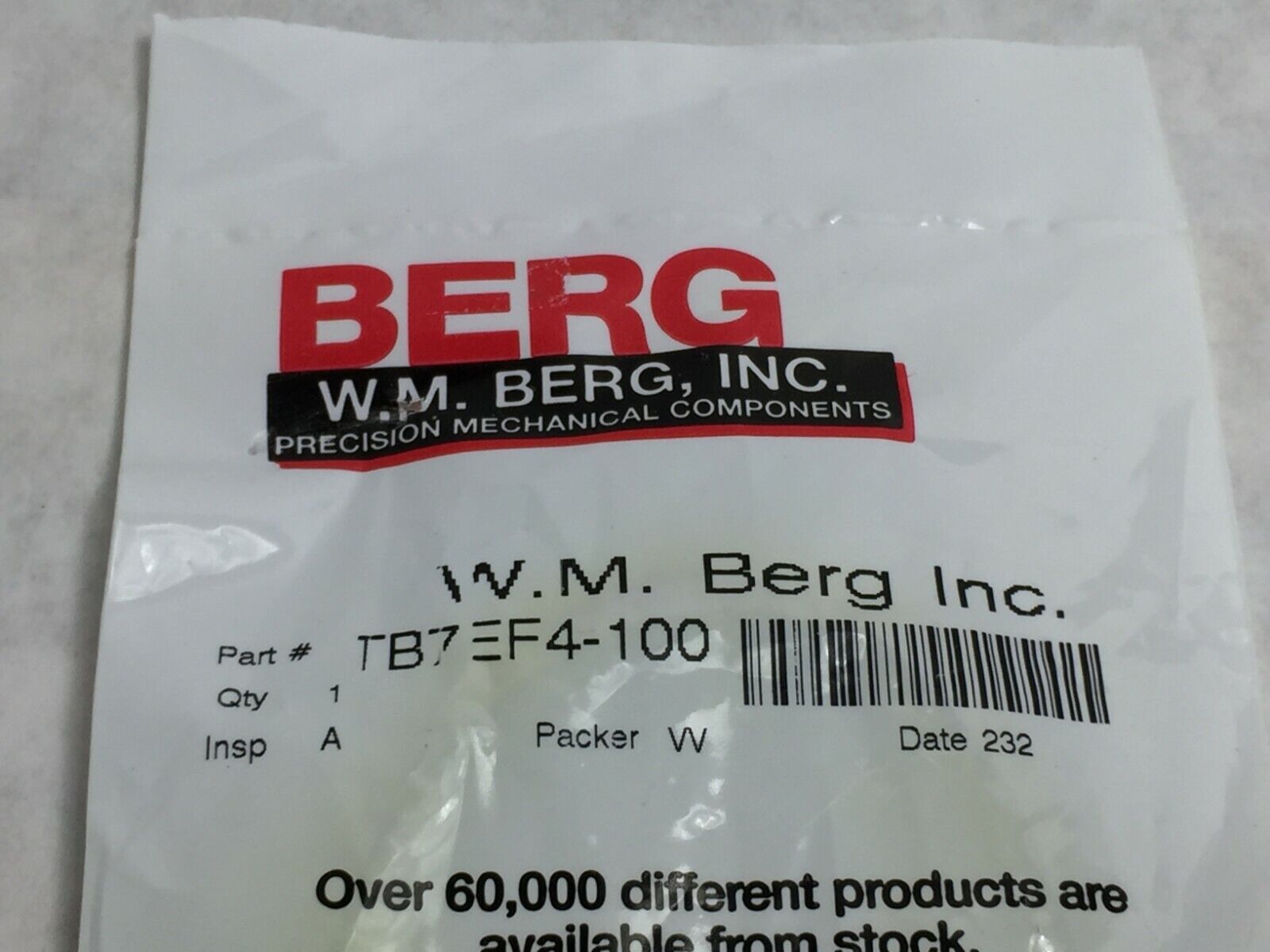 W.M. Berg O-Ring TB7EF4-100  Factory Sealed Package  NOS
