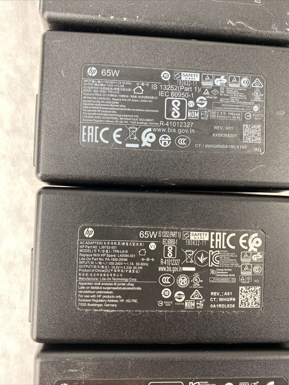 Lot( 5 ) HP L39752-00 L40094-001 65W TPN-LA16 7.4mm AC Adapter Power Supply OEM
