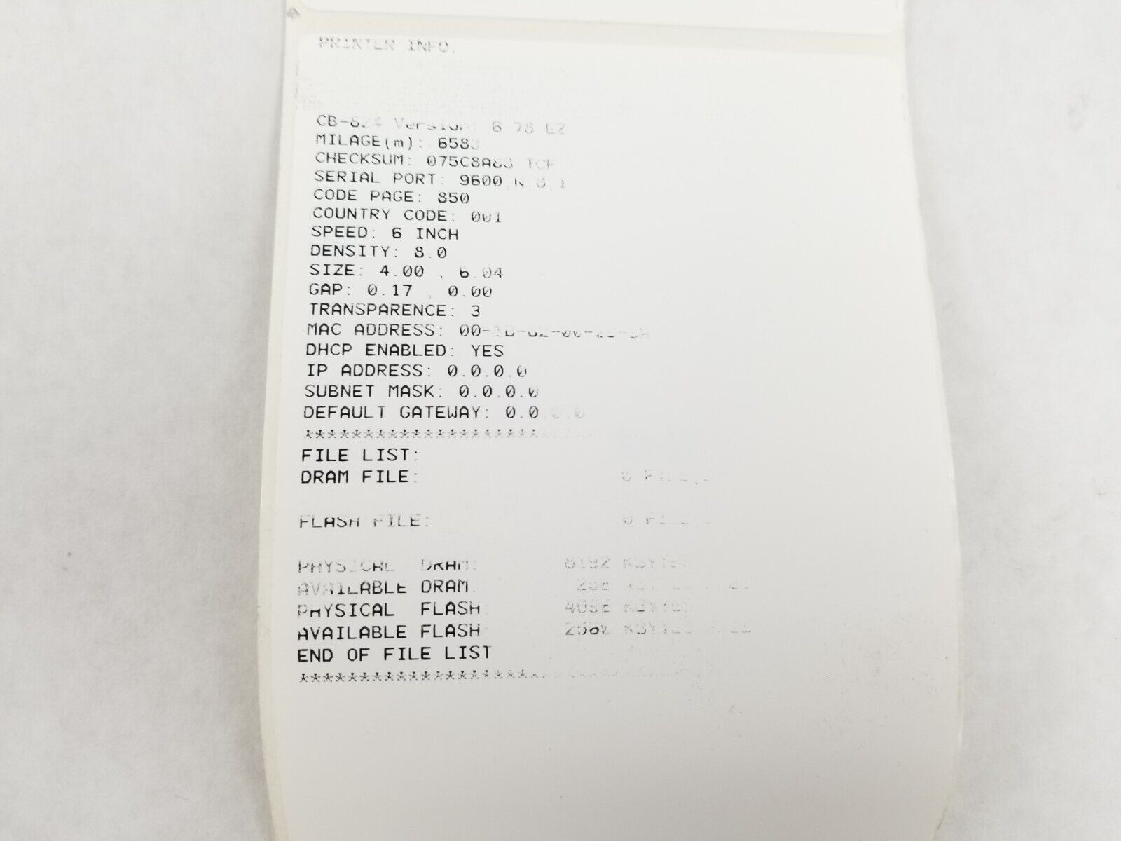 Cub CB-824 203dpi Thermal Transfer Printer Parts or Repair Bad Printhead