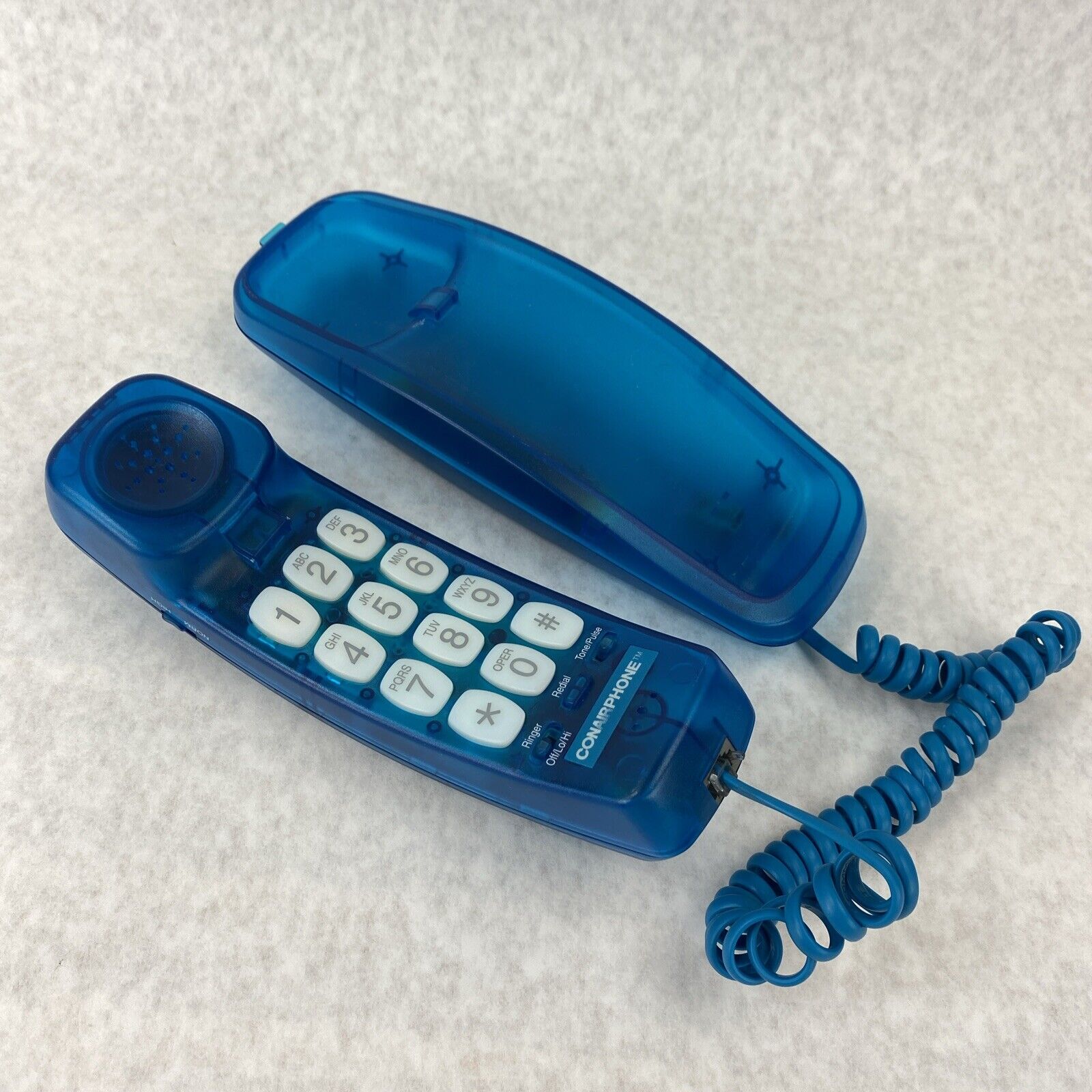 Vintage Conair Phone PR5001 Translucent Blue Dock and Phone