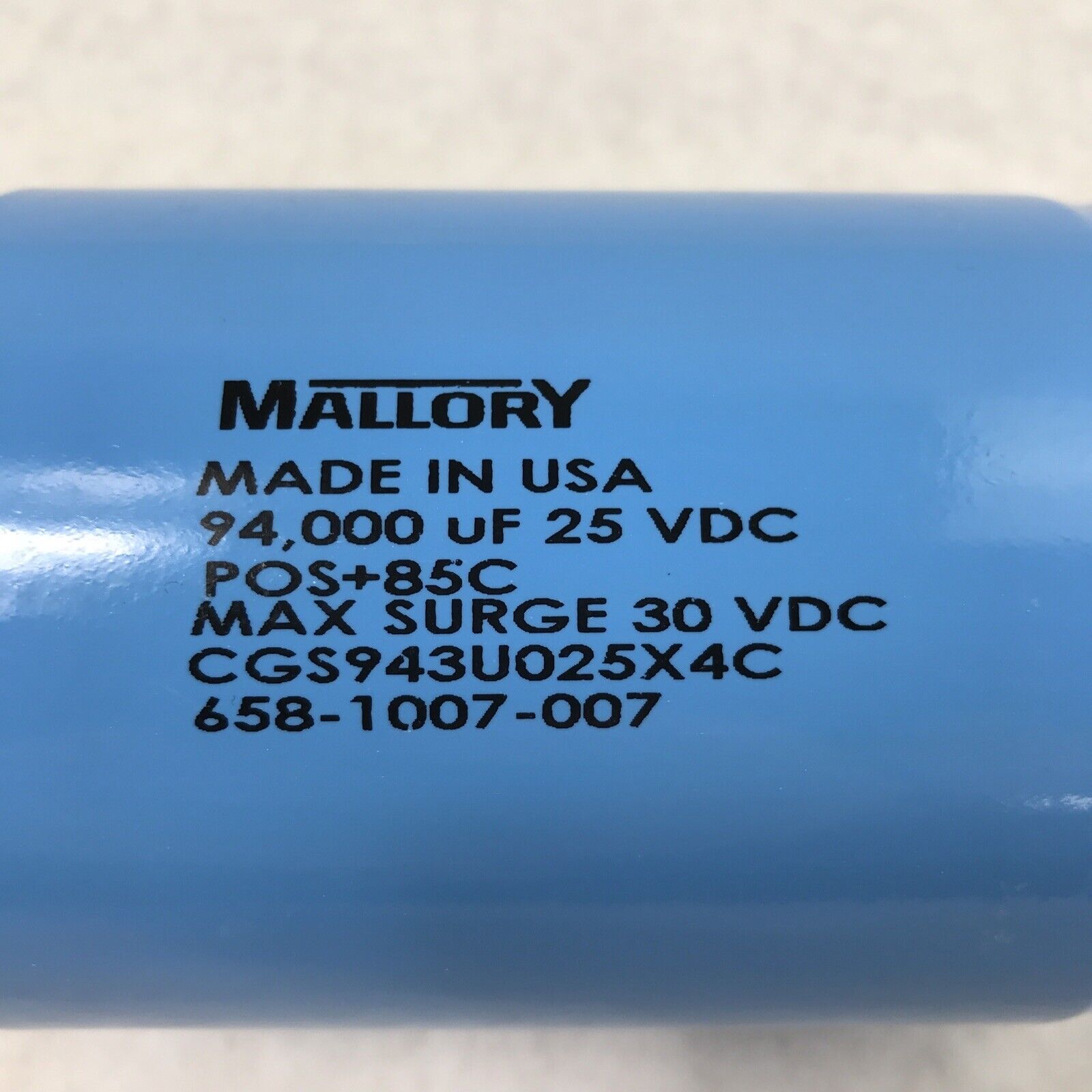 Mallory CGS943U025X4C 94000UF 25 VDC Max Surge 30 VDC Capacitor