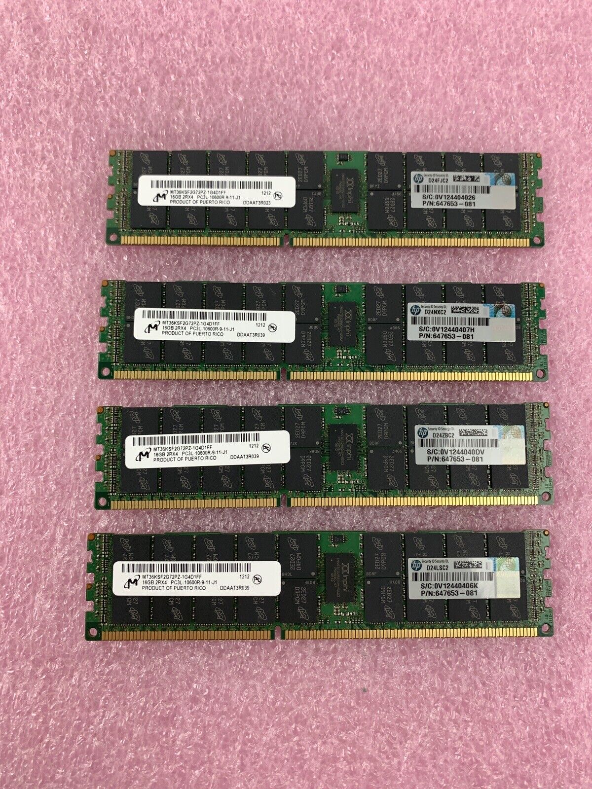 Lot of 4 Mircron 16GB 2RX4 PC3L-12800R MT36KSF2G72PZ-1G4D1HF SERVER RAM