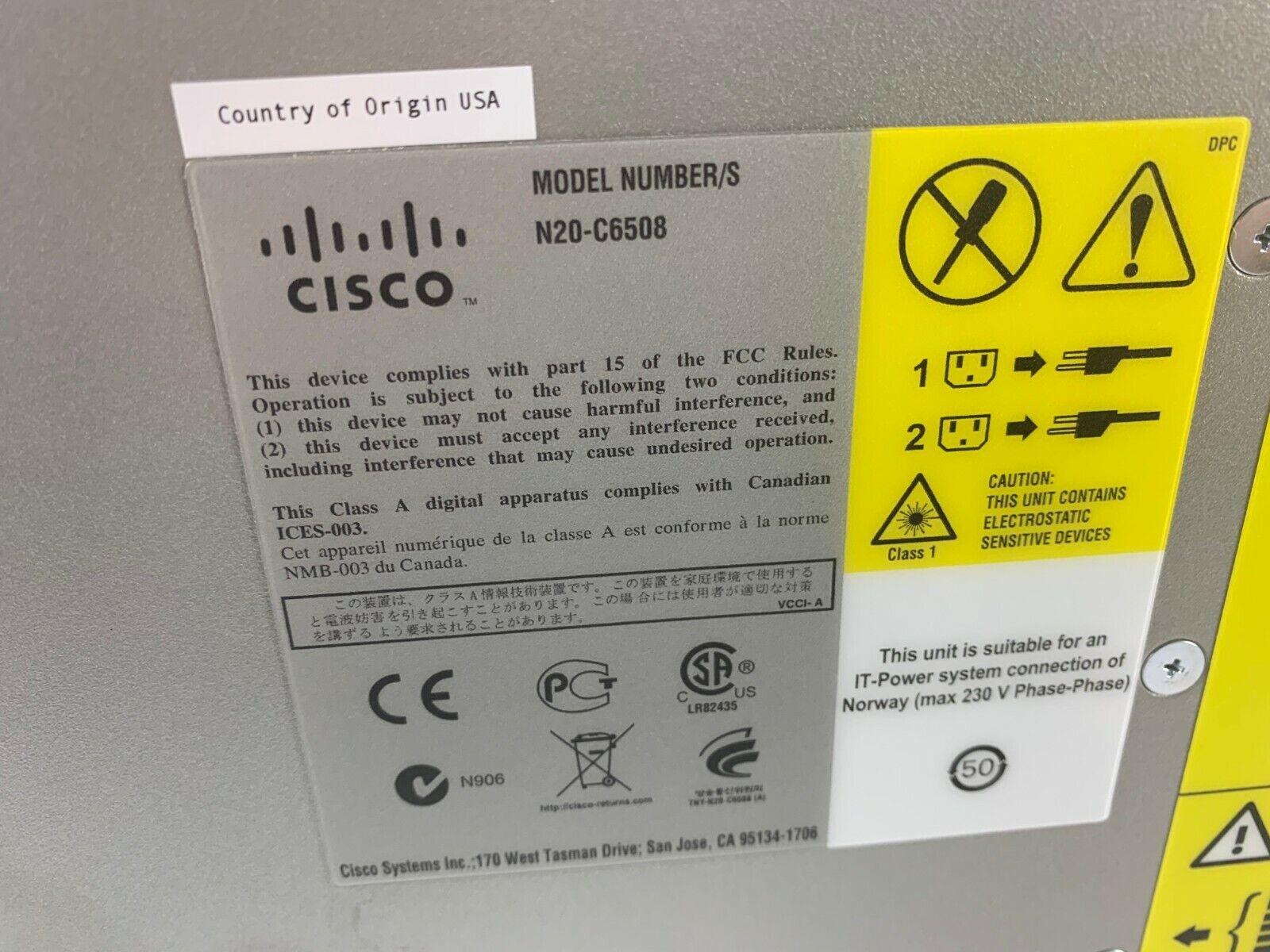 Cisco 5108 Server Blade Bare Bone Chassis N20-C6508