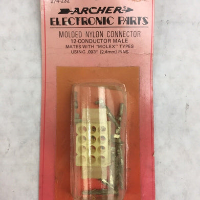 Archer 274-226 Molded Nylon Connector 6-Conductor Male 250V 8A