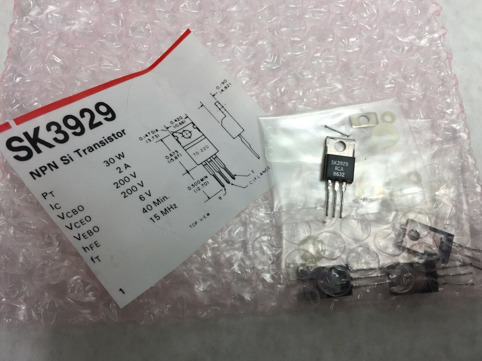 NOS RCA SK3929 NPN Si Transistor  Lot of 4