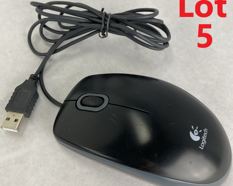 Lot( 5 ) Logitech M-U0026 Optical 6ft Wired USB Scroll Wheel Mouse 810-002182