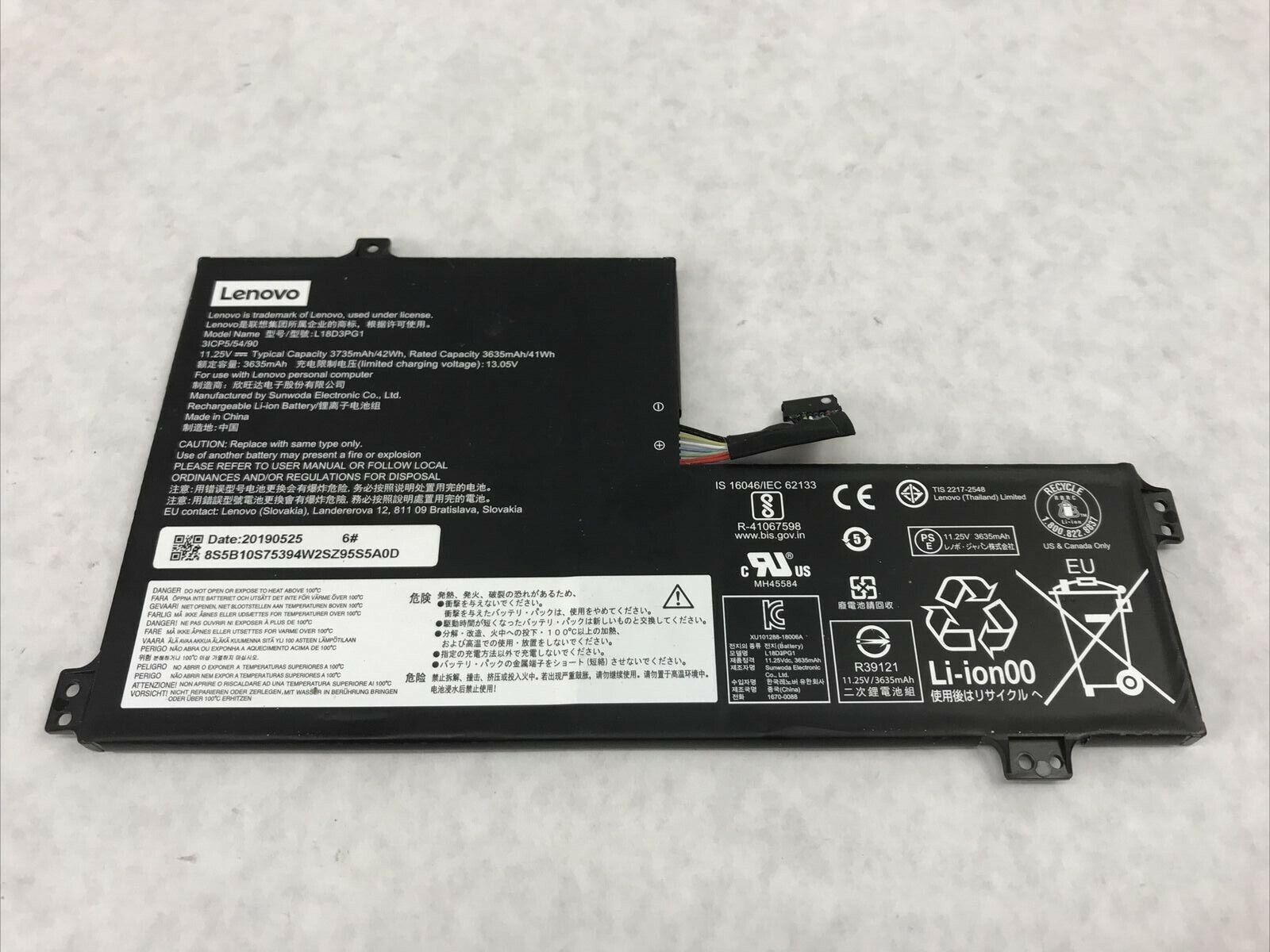 Lenovo Chromebook Battery L18D3PG1 11.25V 41Wh 3635 mAh