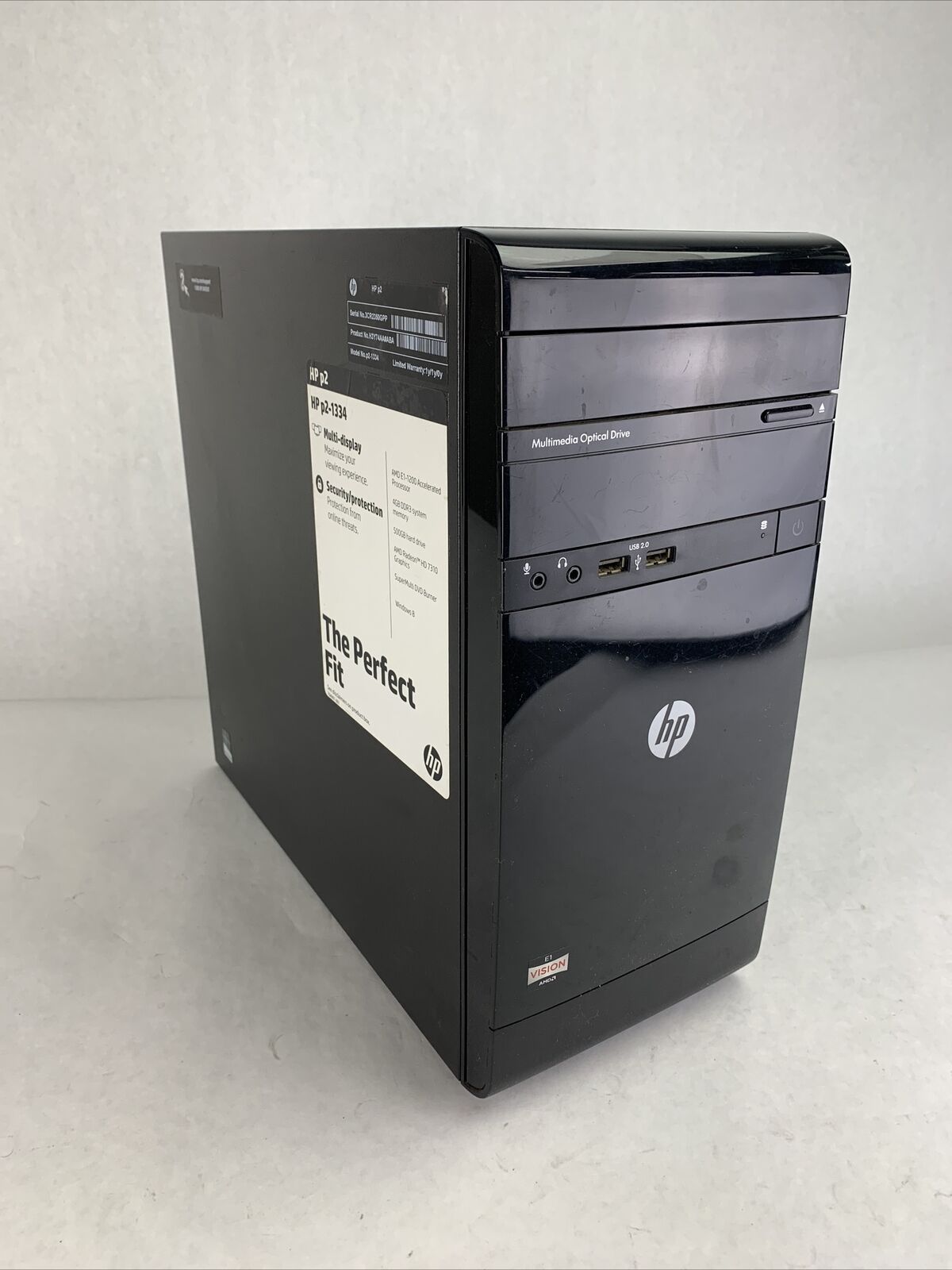 HP P2-1334 MT AMD E1-1200 1.4GHz 4GB RAM No HDD No OS