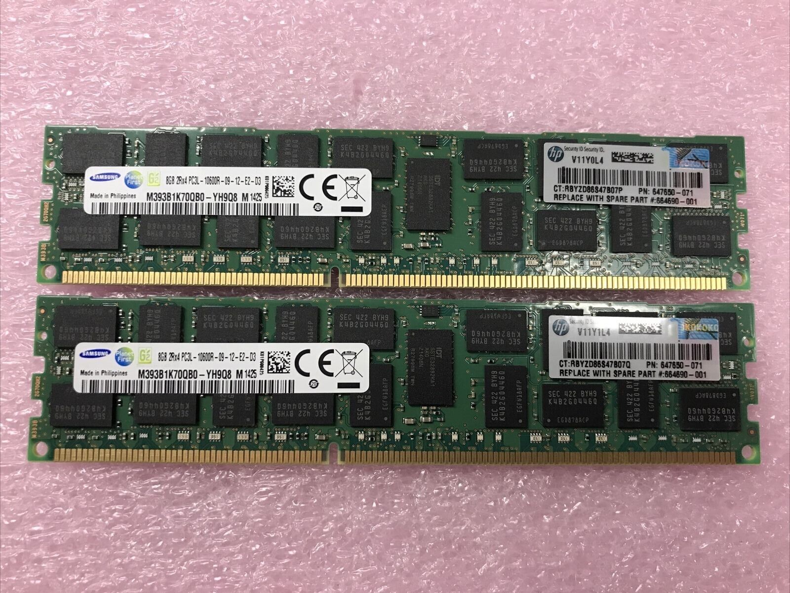 Samsung 16GB Kit 2x8GB 2Rx4 PC3L-10600R-09-12-E2-D3 Ram M393B1K70QB0-YH9Q8