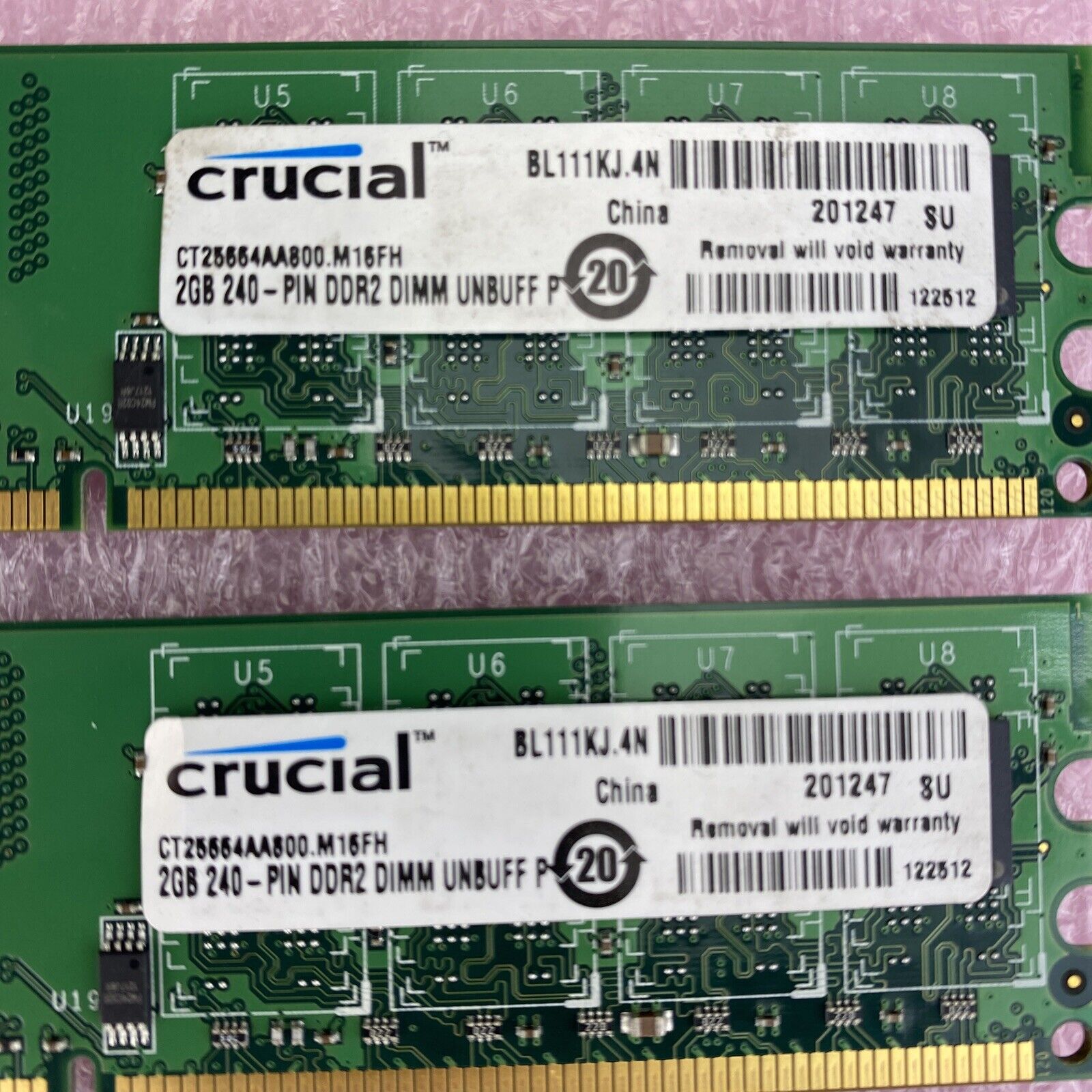 3x 2GB Crucial CT25664AA800.M16FH PC2-6400 800MHz DDR2 unbuff 240pin DIMM SDRAM