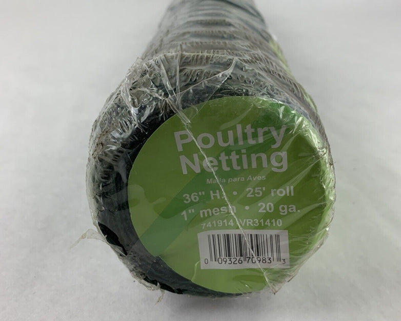 Green Vinyl-Coated Poultry Netting 741914 SIM 36" H 25' Roll 1" Mesh VRR31410