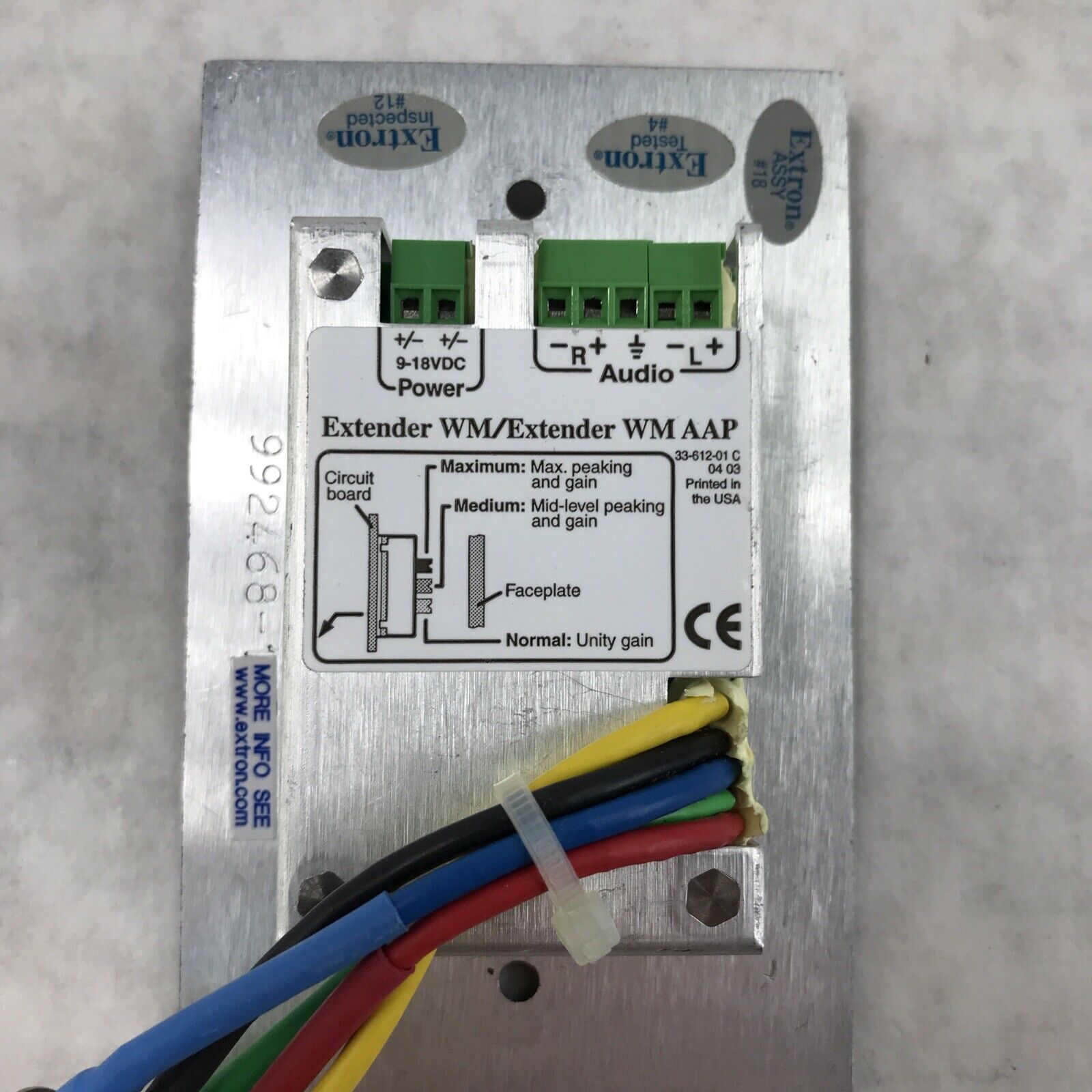 EXTRON EXTENDER WM Externer WM AAP Audio PC Input