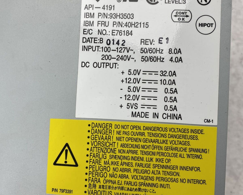 API-4191 IBM 93H3503 40H2115 Power Supply T38165 E76184
