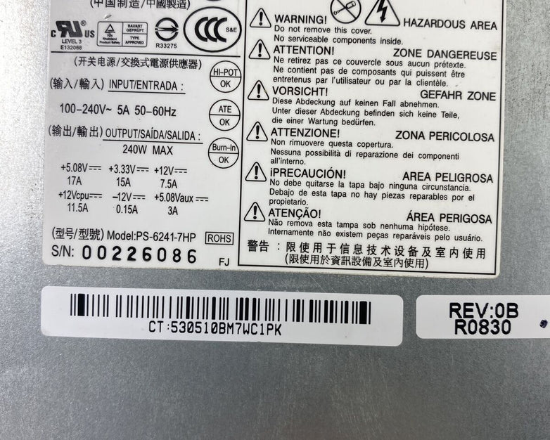 HP 437351-001 240 Watt Power Supply PS-6241-7HP 437797-001 For DC7800
