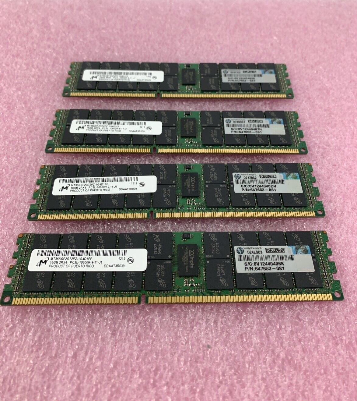 Lot of 4 Mircron 16GB 2RX4 PC3L-12800R MT36KSF2G72PZ-1G4D1HF SERVER RAM