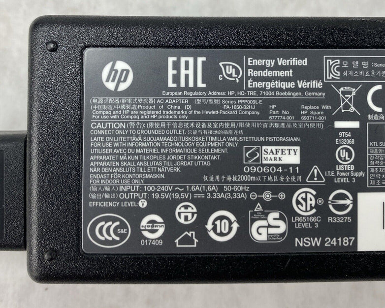 Lot( 5 ) HP 677774-001 65W 18.5V 3.33A AC Adapters 7.4mm Tip 693711-001