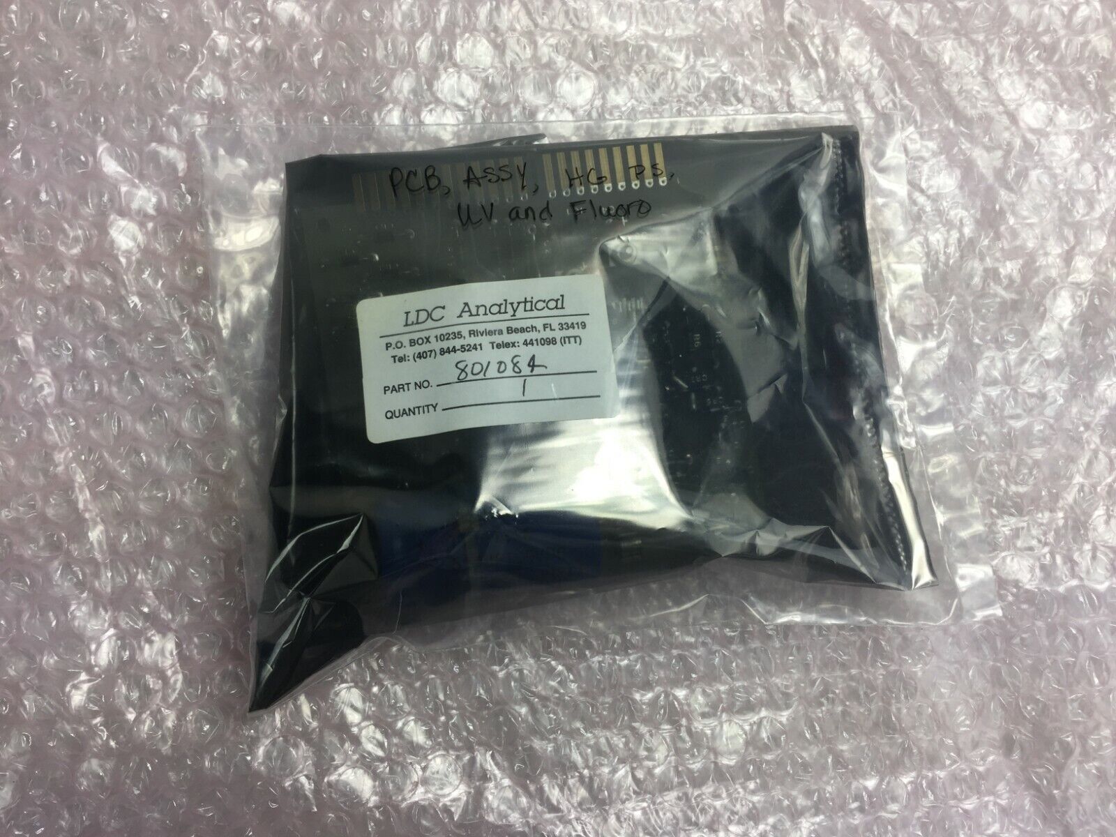 LDC Analytical  Part# 801084 PCB Assy HG PS UV and Fluoro