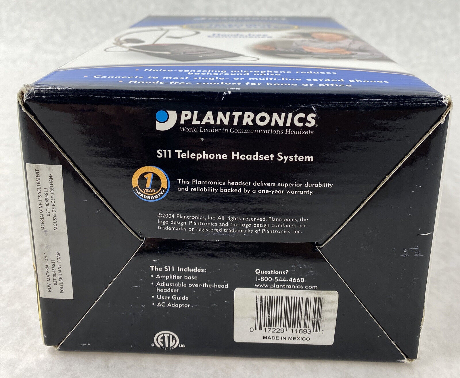Plantronics S11 System Over Head Telephone Headset w/Noise Canceling Microphone
