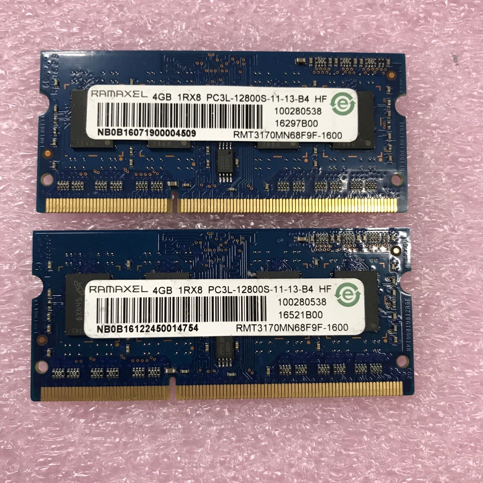 Ramaxel 8GB Kit 2x4GB 1Rx8 PC3L-12800S-11-13-B4 Laptop Memory RMT3170MN68F9F