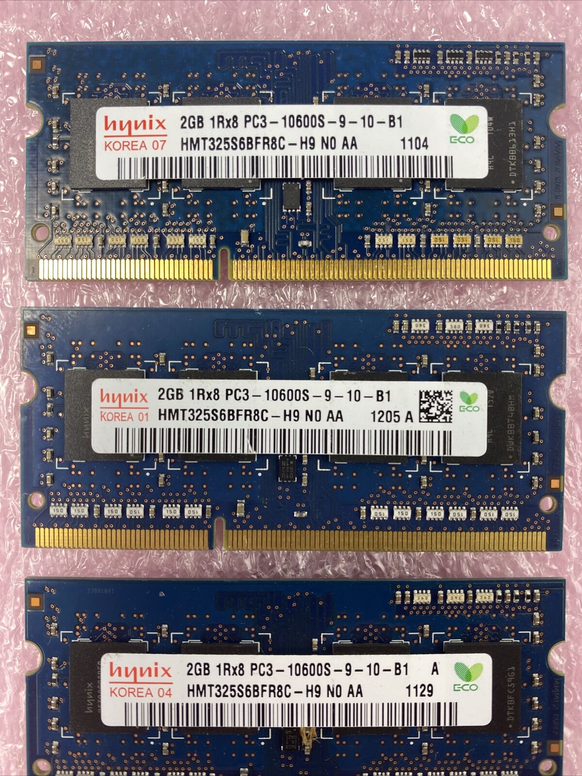 Lot( 4 ) 2GB Hynix HMT325S6BFR8C-H9 SO-DIMM 1333 MHz PC3-10600 DDR3 SDRAM Memory