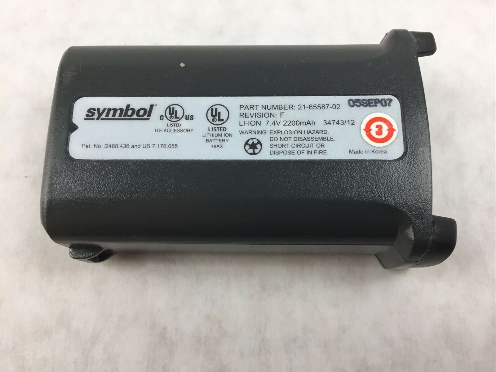 Symbol Barcode Scanner Battery 21-65587-02