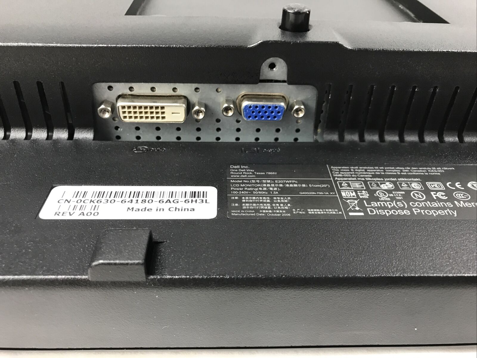 LOT OF 2 Dell E207WFPC 20 Inch Monitor DVI VGA - Grade B
