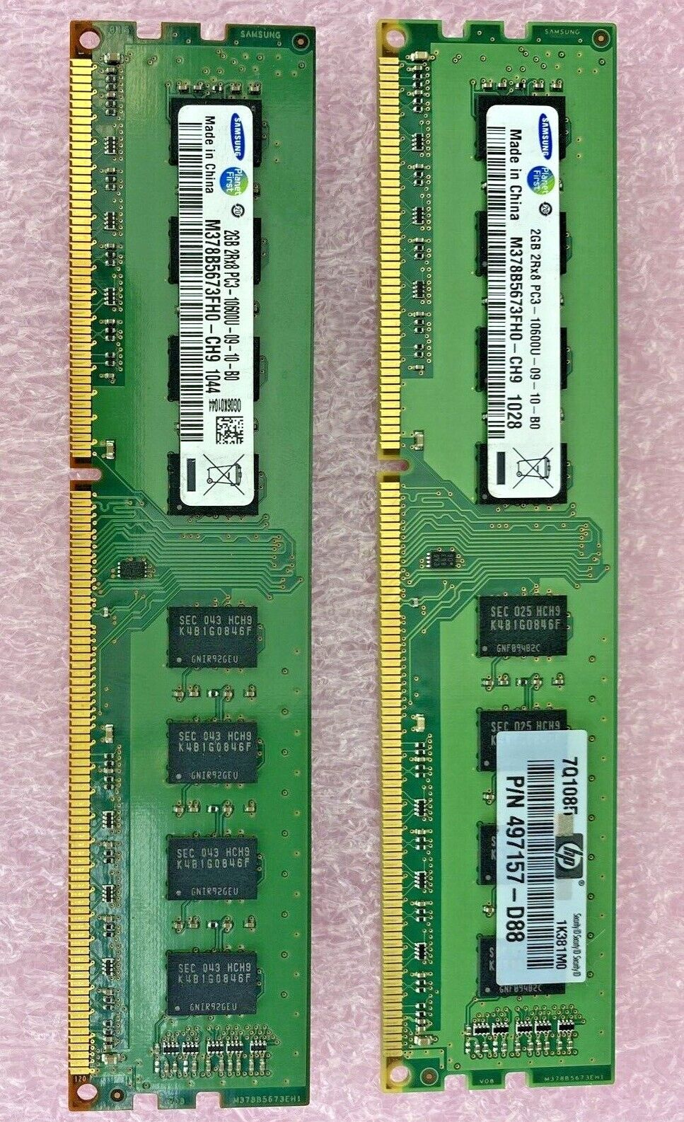 2x 2GB Samsung M378B5673FH0-CH9 PC3-10600 DDR3 1333MHz