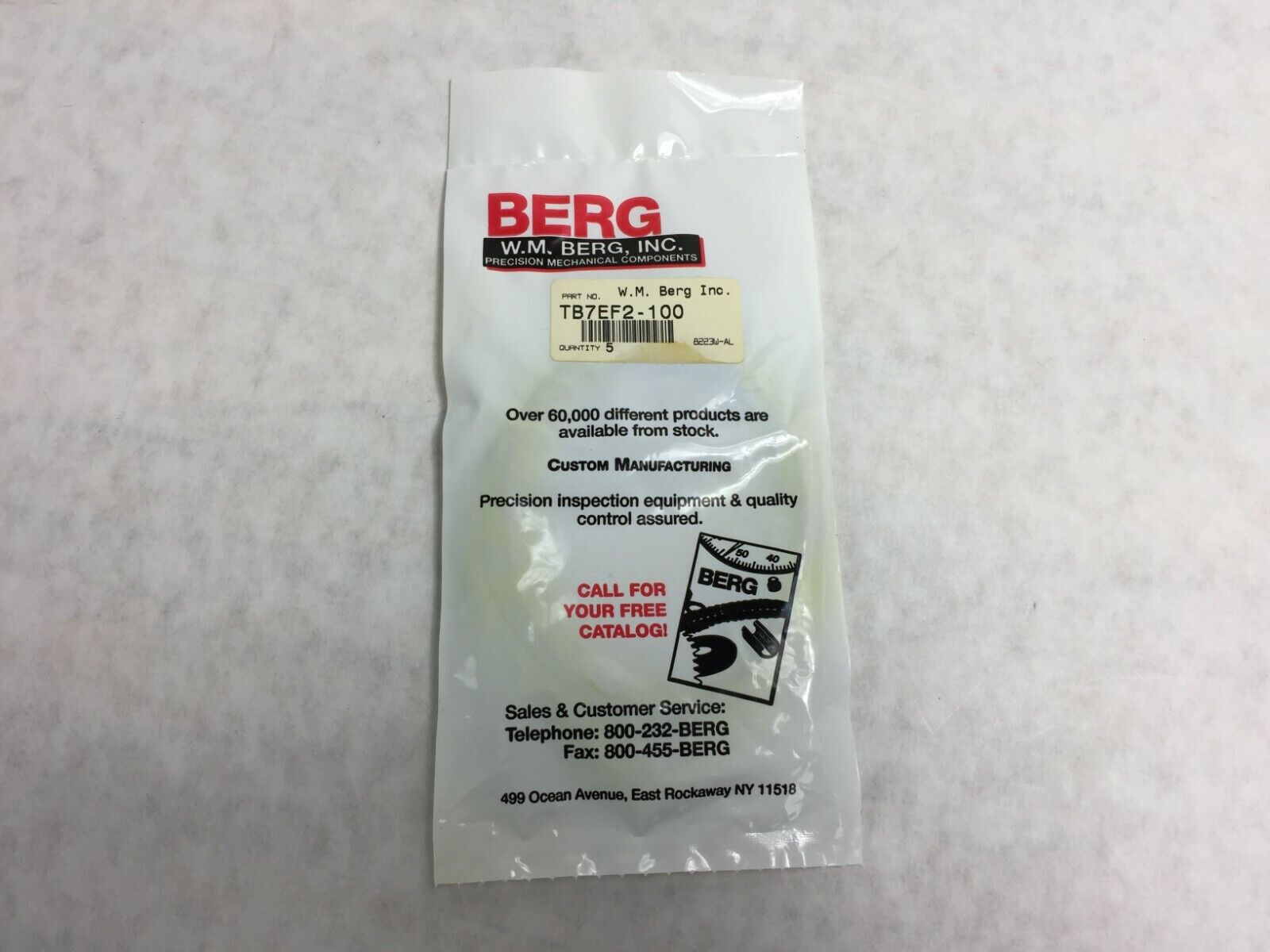 W.M. Berg O-Ring TB7EF2-100  Factory Sealed Package of 5  NOS