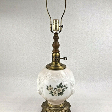 M.C. CO GIM 644 Antique Lamp - White Floral Globe