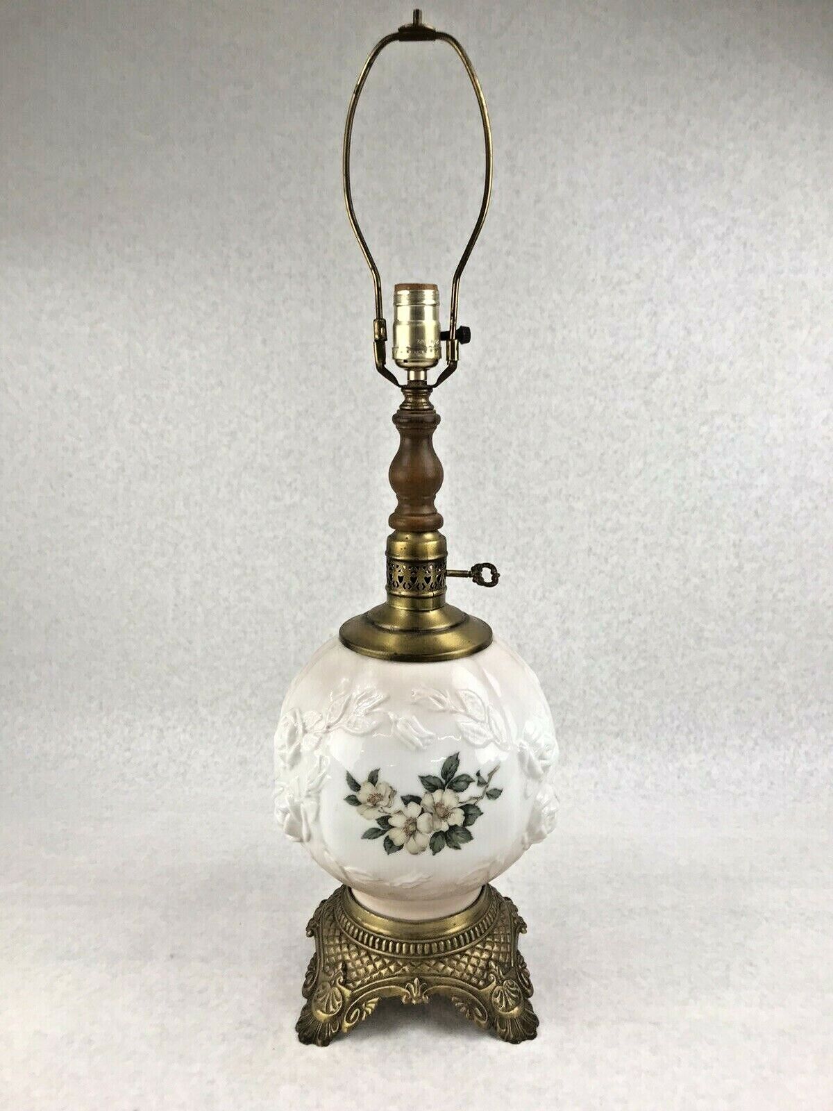 M.C. CO GIM 644 Antique Lamp - White Floral Globe