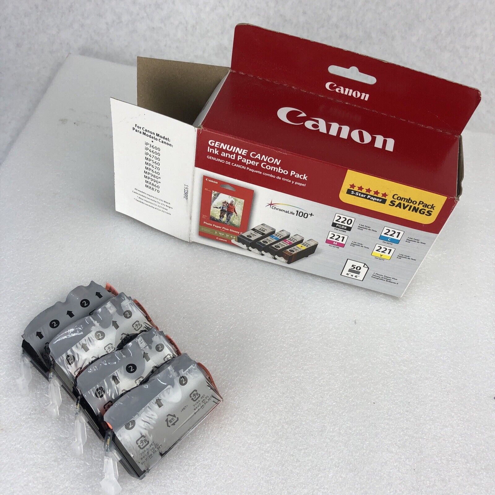GENUINE CANON 220 & 221 Ink Combo Pack With Box