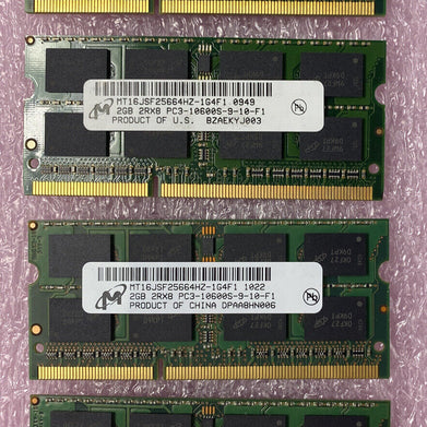 Lot( 4 ) 2GB Micron MT16JSF25664HZ-1G4F1 PC3-10600S DDR3 SO-DIMM 2Rx8 RAM