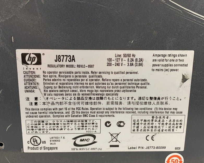 HP ProCurve Network Switch J8773A 4208VL Chassis w/ 6x J8768A and 2x J9033A
