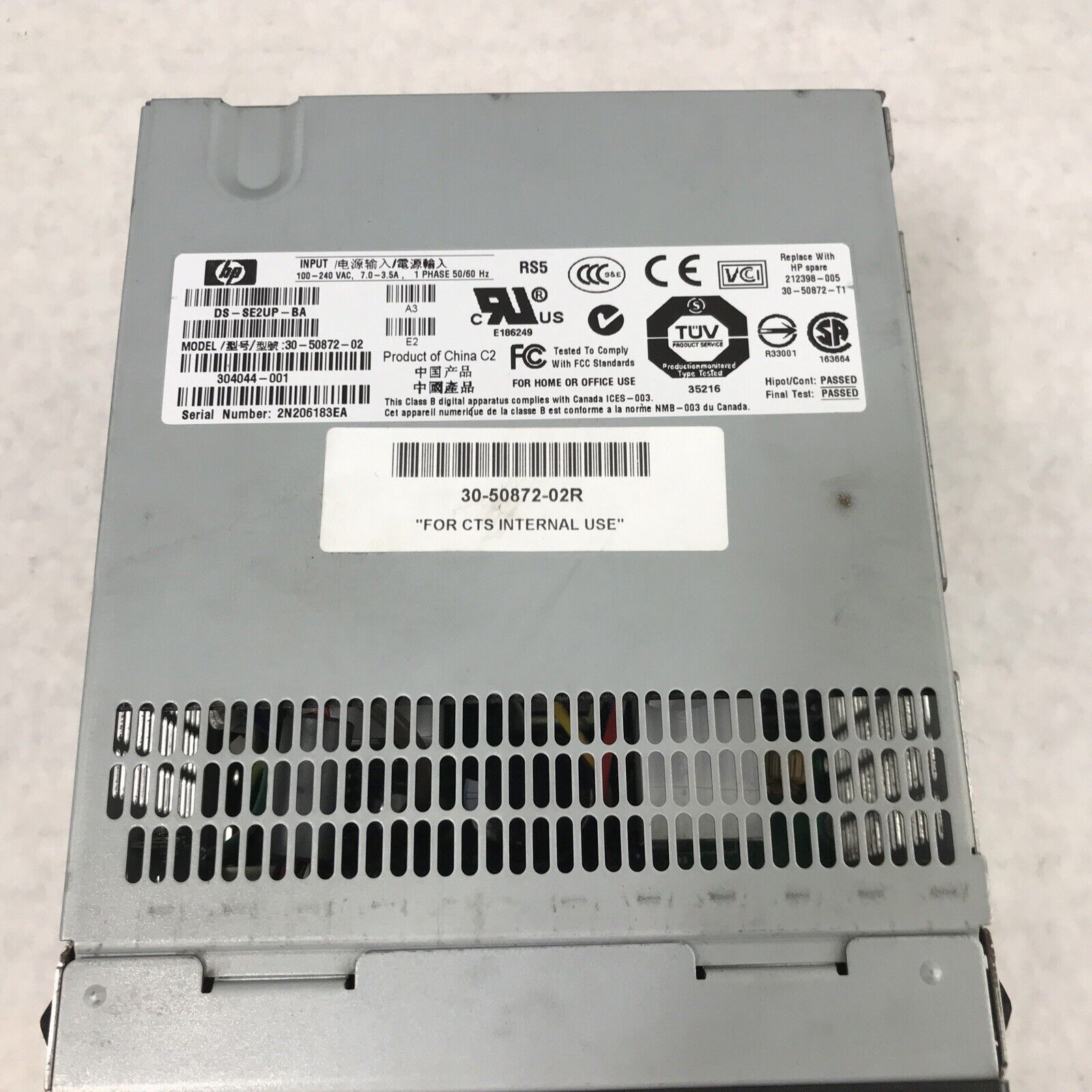 HP 30-50872-02 StorageWorks DS-SE2UP-BA Server Hot Swap Power Supply 304044-001