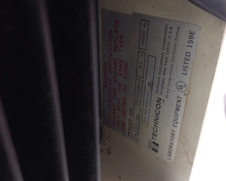 Technicon 420 Printer Technicon Instruments Corporation 053-A003-01