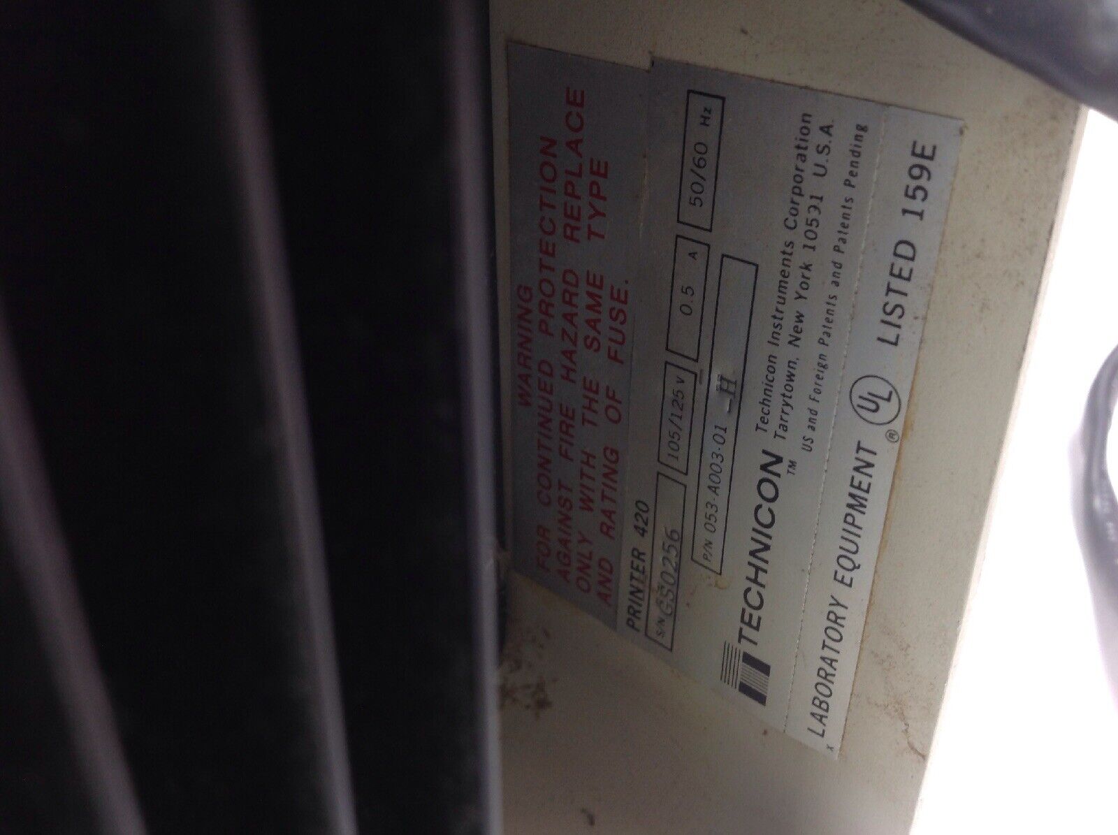 Technicon 420 Printer Technicon Instruments Corporation 053-A003-01