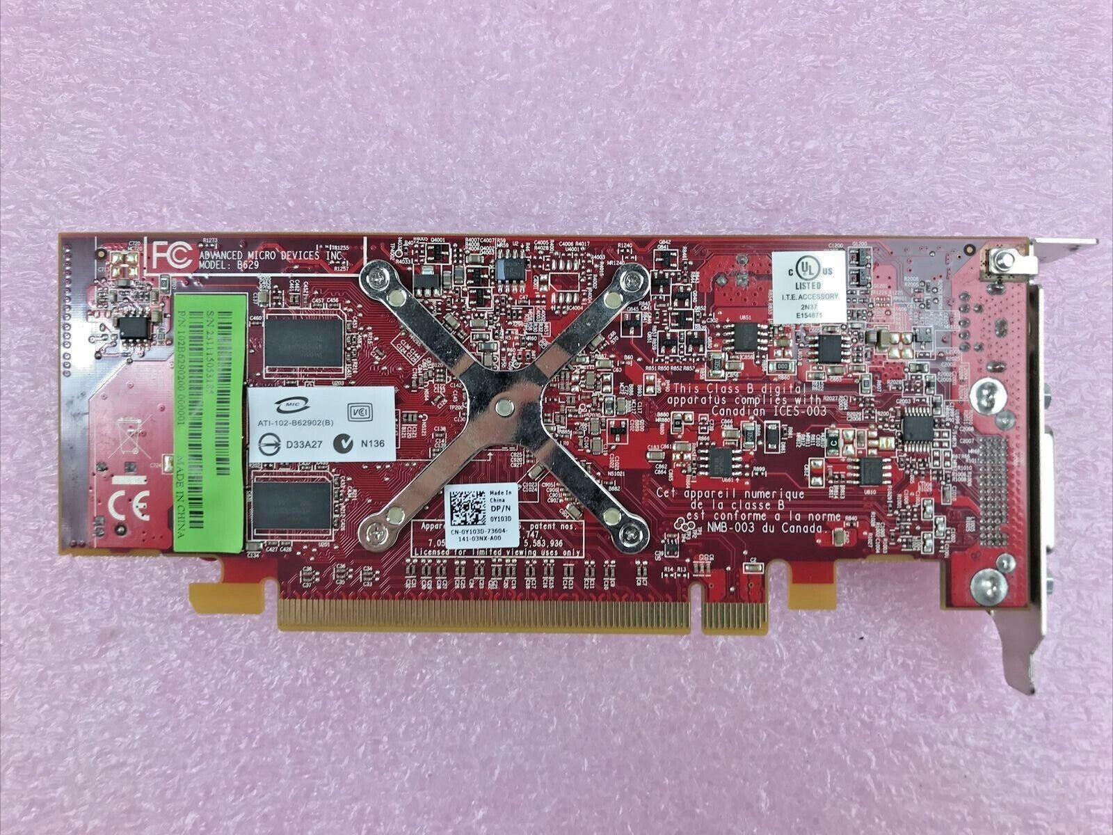 Lot of 5 ATI 109-B62491-00 Radeon HD 3450 256MB DMS-59 S-Video PCIe GPU 0Y103D