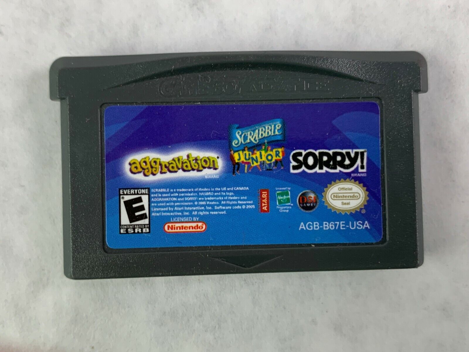 Nintendo Game Boy Advance Sorry! Aggravation Scrabble Junior Game with Booklet