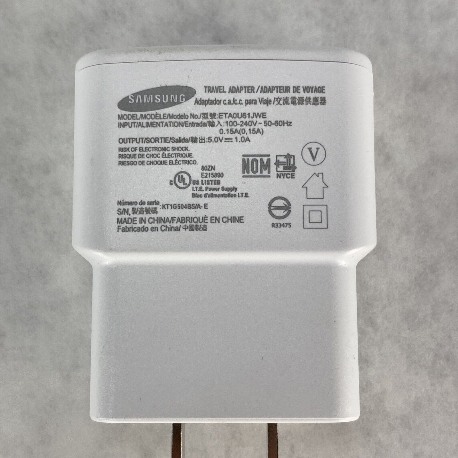 Lot of 2 OEM Samsung ETAOU61JWE 2.0 Amp Wall Charger and 5ft ECB-DU4EWE Cable